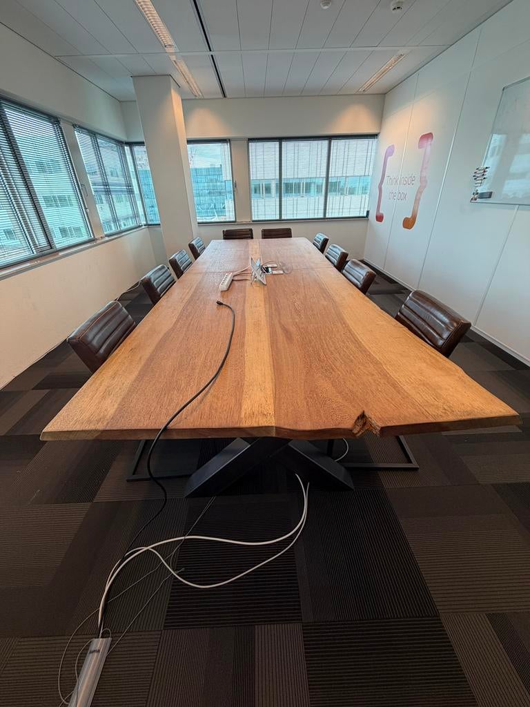 Vergadertafel 374 x 136 cm, Huis en Inrichting, Bureaus, 136 cm, Overige typen, Hout, Bruin