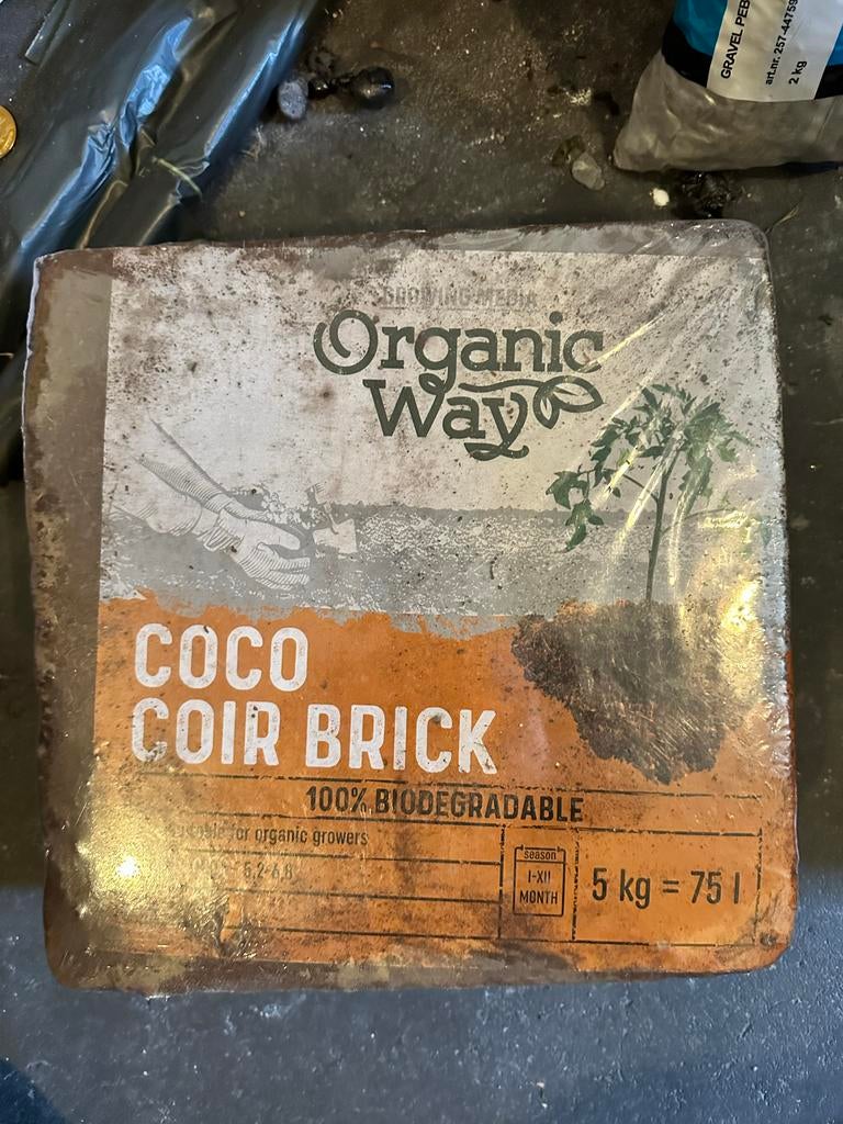 Organic Way Coco Coir Brick 5kg - 75L kokosvezel, Tuin en Terras, Aarde en Mest, Overige typen, Ophalen