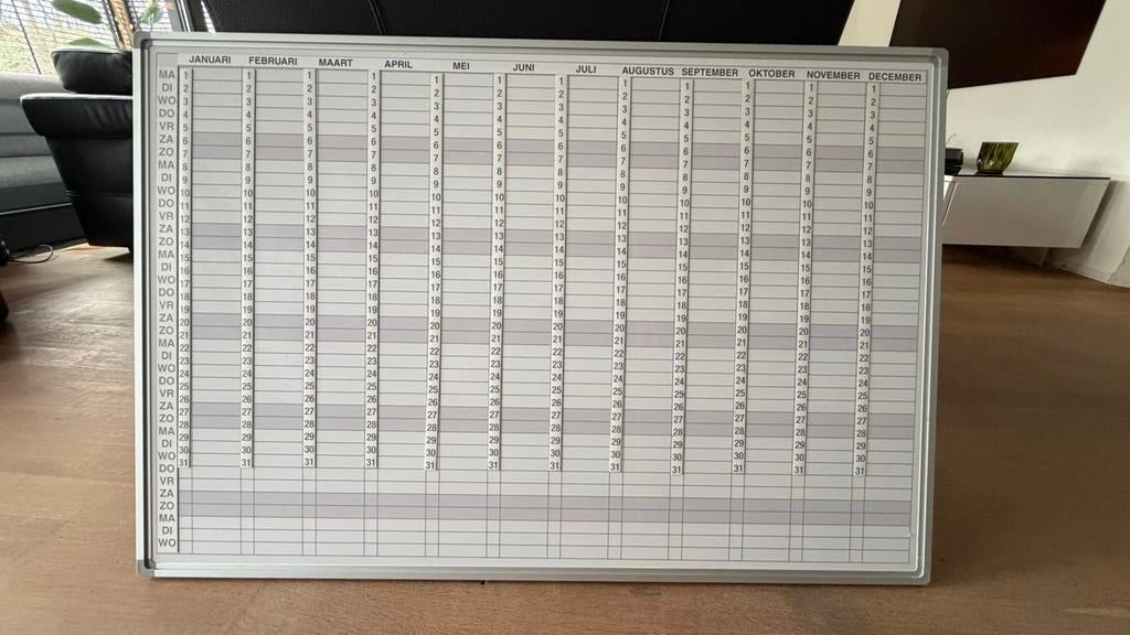 Jaarplanner 60x90cm magnetisch, Ophalen of Verzenden, Zo goed als nieuw, Krijtbord