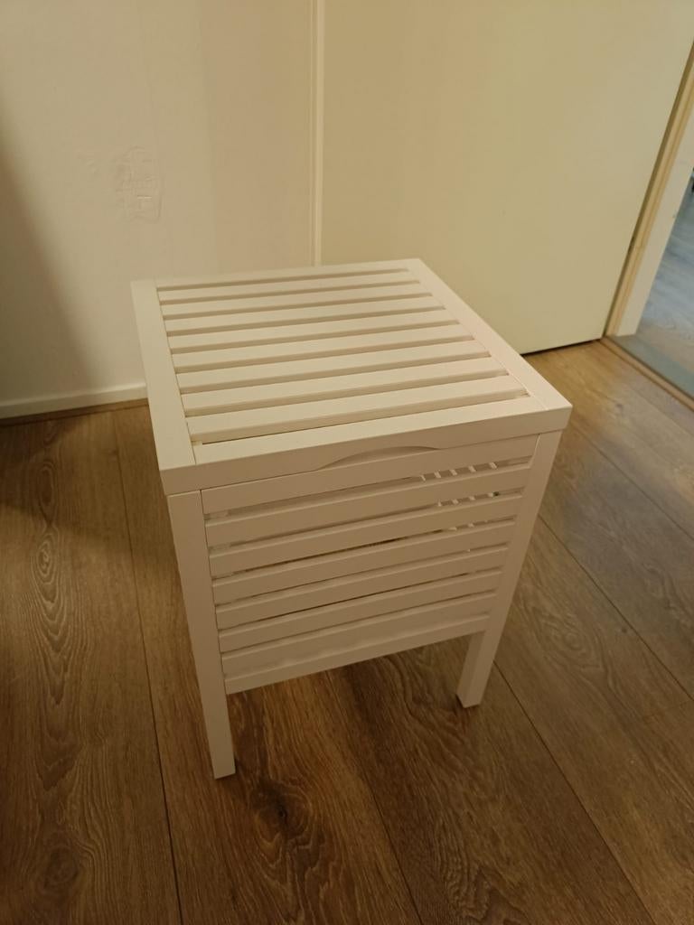 Witte houten badkamerkruk / opbergkruk (gratis ophalen), Ophalen of Verzenden, Hout