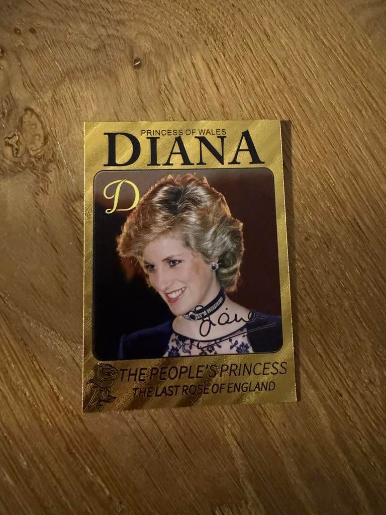 Prinses Lady Diana plastic goudfolie kaartje - 2, Verzamelen, Ophalen of Verzenden, Nieuw, Kaart, Foto of Prent