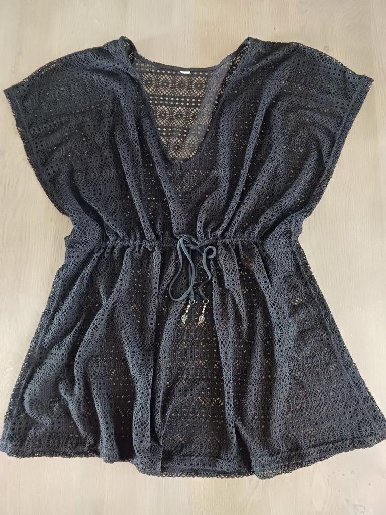 Zwart strandtuniek / bikini cover up jurk, Kleding | Dames, Badmode en Zwemkleding, Ophalen of Verzenden, Zo goed als nieuw, Zwart