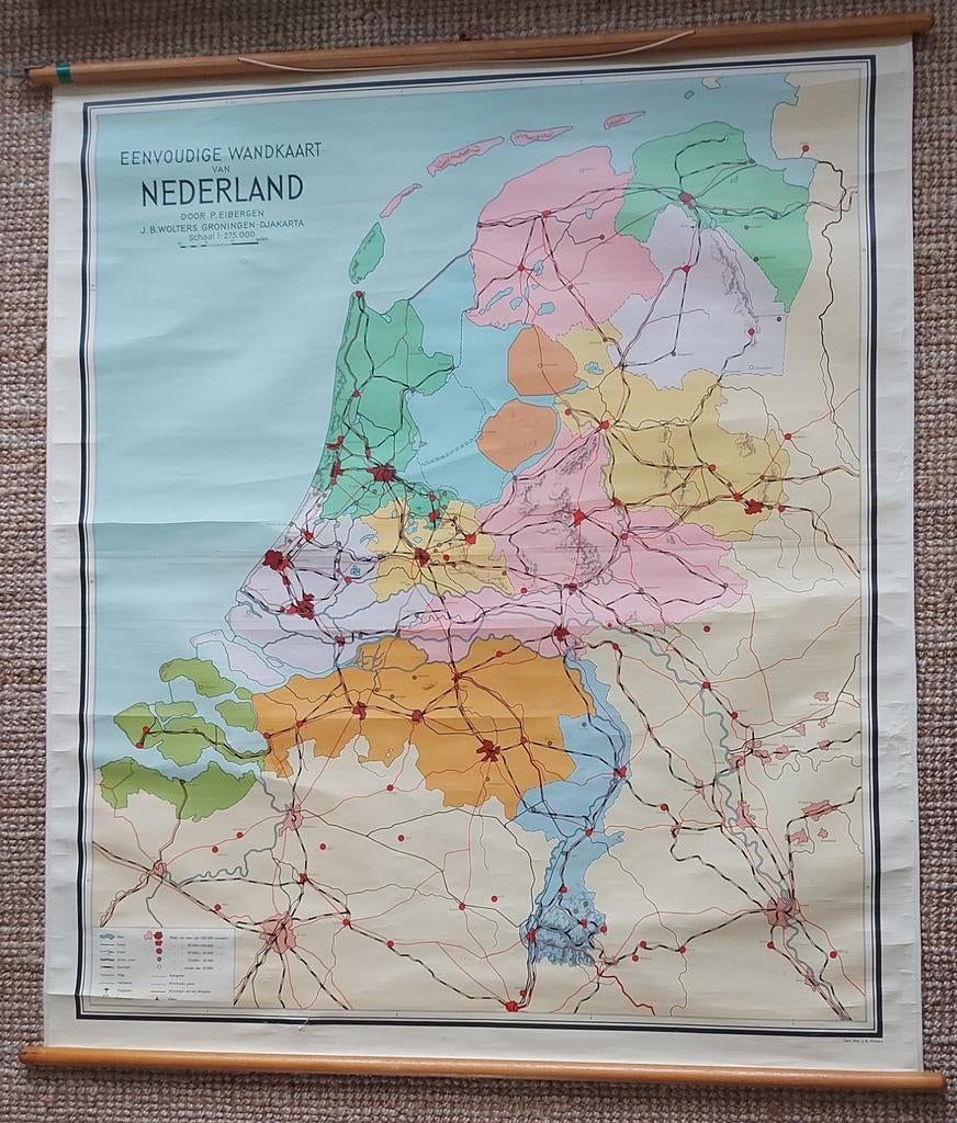 Vintage schoolkaart Nederland, Antiek en Kunst, Ophalen, Aardrijkskunde