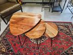Set van 3 massief houten salon bijzettafels, Ophalen of Verzenden, Nvt, Nvt, Nvt
