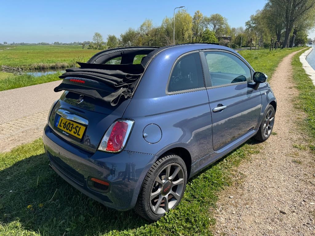Fiat 500 1.2 C Sport 2014 Blauw, Auto's, Fiat, Voorwielaandrijving, 4 cilinders, Cabriolet, Leder en Stof