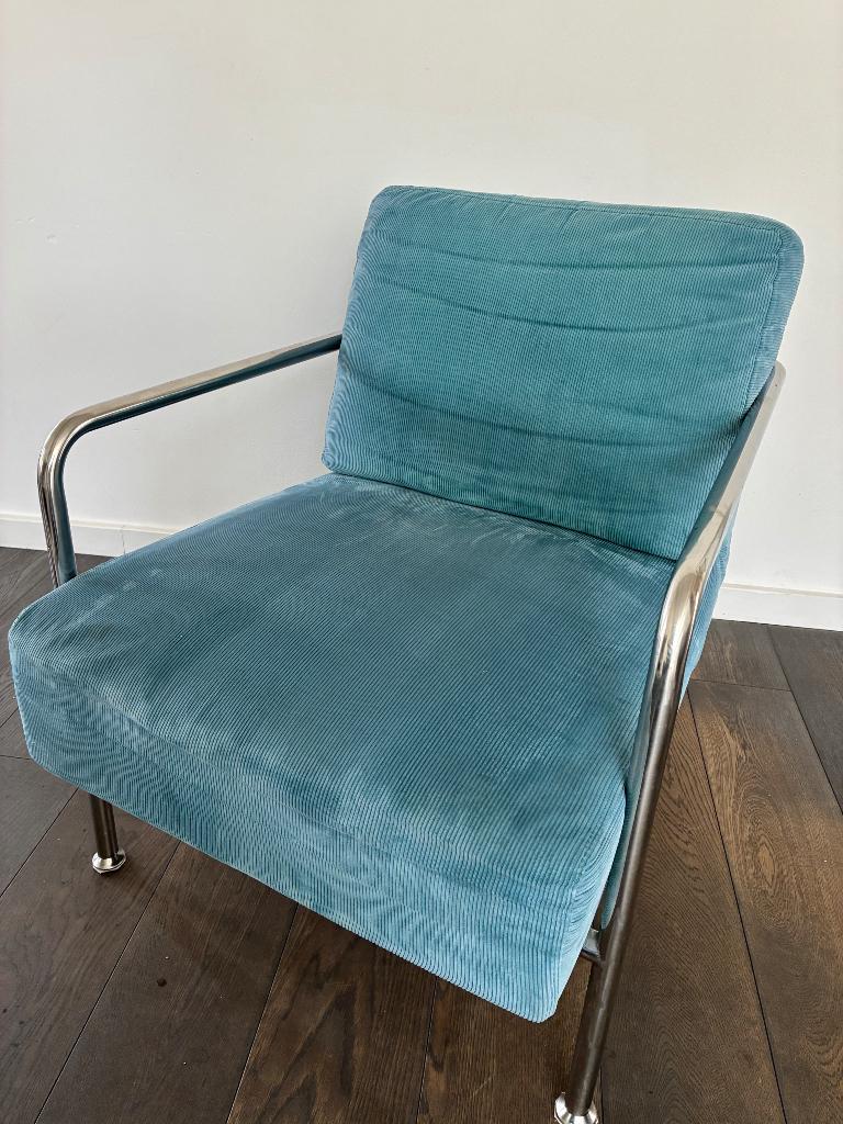 Zuiver fauteuil X-Bang rib blauw Blauw, Ophalen, Gebruikt, 75 tot 100 cm, Stof