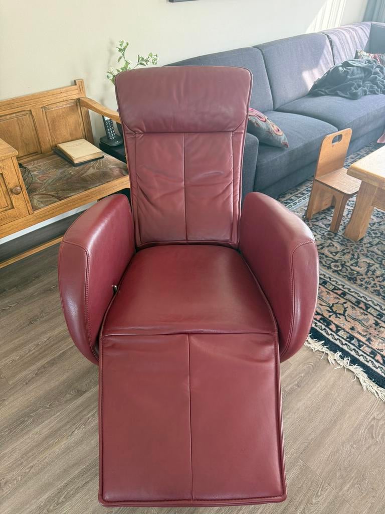 Relaxfauteuil, Ophalen, Minder dan 75 cm, Leer, Zo goed als nieuw