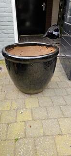 Bloempot zwart groot., Ophalen, Rond