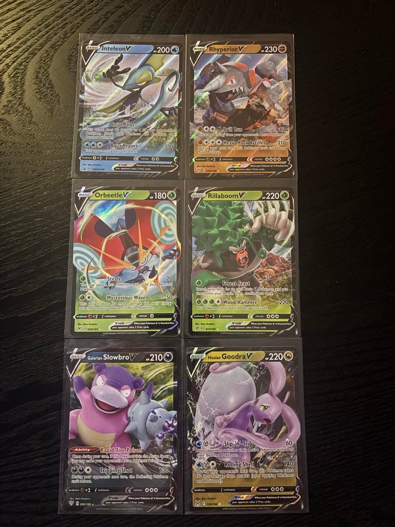 Pokémon V-kaarten set - Inteleon, Rhyperior, Orbeetle, Rilla, Hobby en Vrije tijd, Verzamelkaartspellen | Pokémon, Ophalen of Verzenden