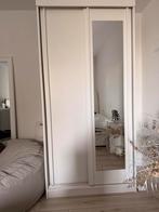 Witte Garderobekast 100cm breed met spiegel schuifdeur, Gebruikt, 100 tot 150 cm, 200 cm of meer, Ophalen of Verzenden