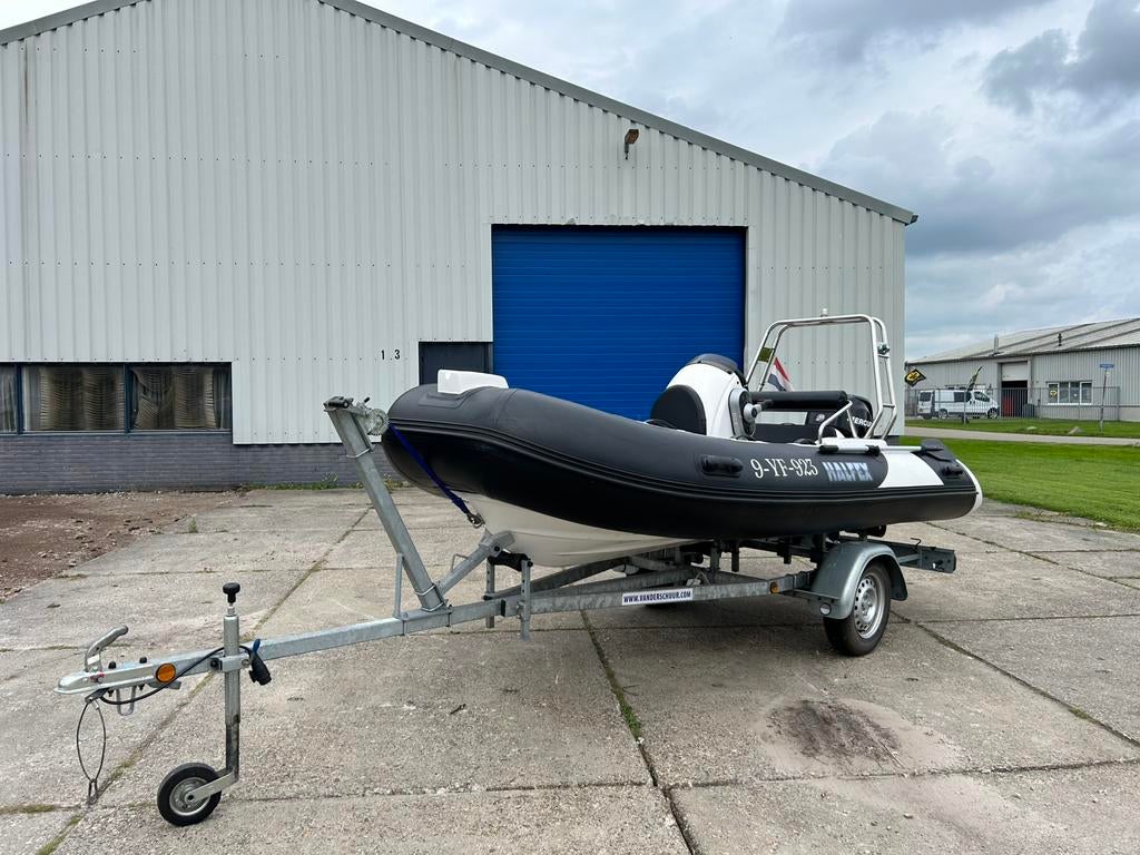 Hele nette Halfex 390 Rib met 25 PK Mercury en trailer, Watersport en Boten, Zo goed als nieuw, Benzine, Minder dan 70 pk, Overige materialen