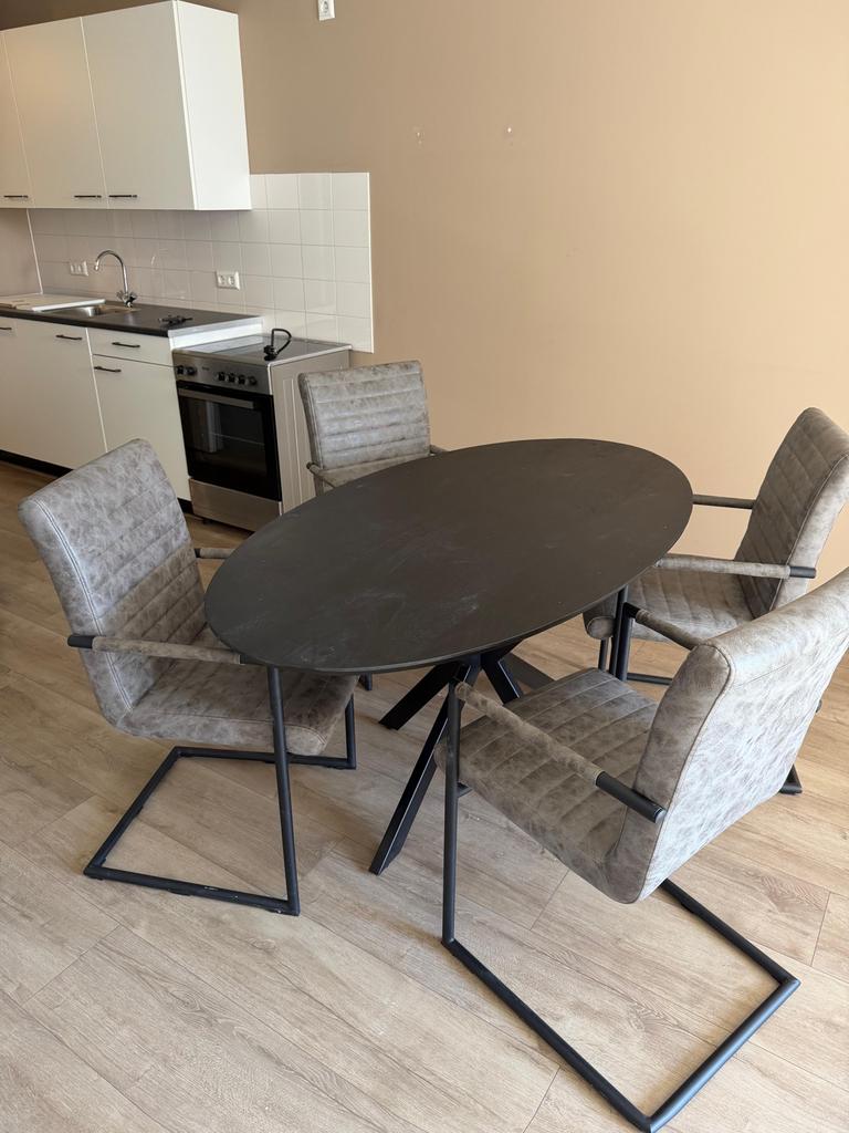 4 stoelen - Modern design, Huis en Inrichting, Stoelen, Ophalen, Gebruikt, Metaal, Vijf, Zes of meer stoelen