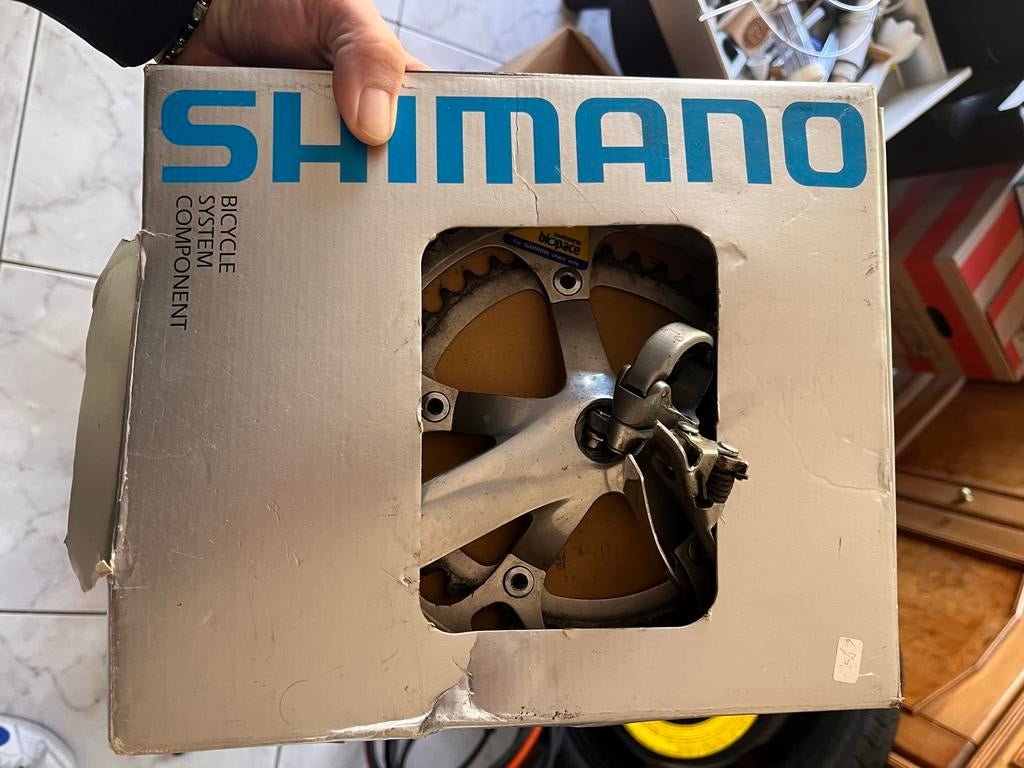 Shimano Exage 500EX Crankstel en Derailleur, Crankstel of Pedalen, Gebruikt, Ophalen of Verzenden, Aluminium