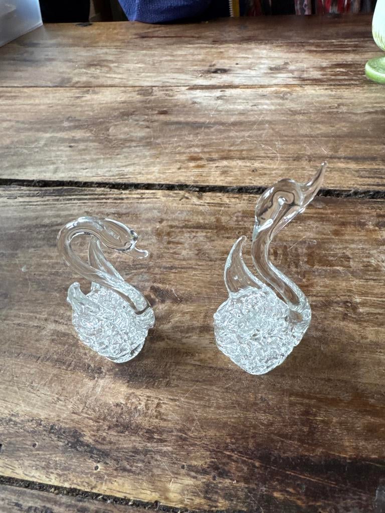 Swarovski zwanen - Set van 2 kristallen beeldjes, Ophalen of Verzenden, Zo goed als nieuw, Figuurtje