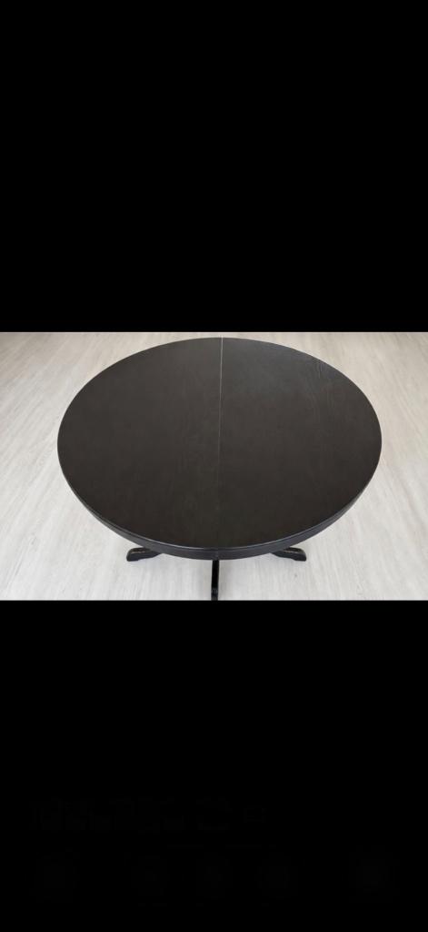 ROSENTORP Uitschuifbare tafel, zwart, 110/155 cm, Ophalen, Gebruikt, 100 tot 150 cm, Vijf personen of meer