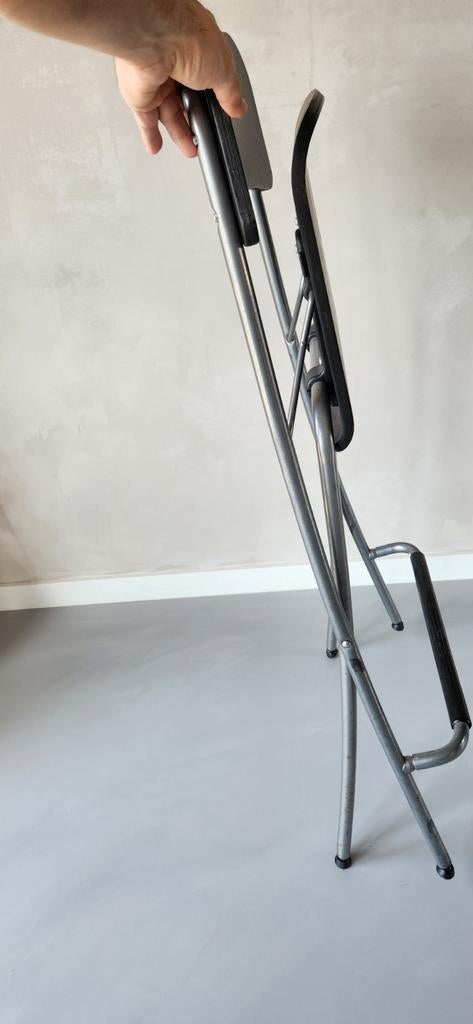 Bar stool high chair foldable black with backrest 63 cm, Ophalen, Zwart, Zo goed als nieuw, Metaal