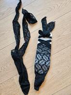Korte kanten panty kousjes met strik, Ophalen of Verzenden, Zo goed als nieuw, Zwart, Panty