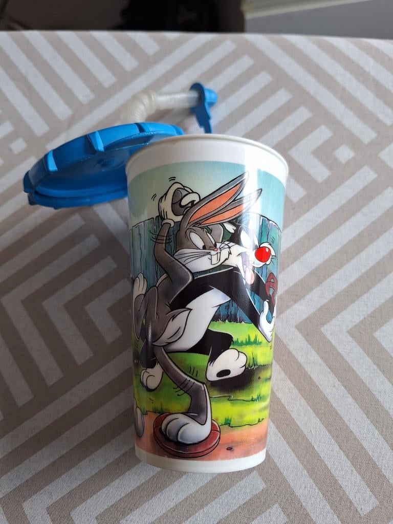 Vintage Looney Tunes drinkbeker met rietje, Ophalen of Verzenden, Gebruikt