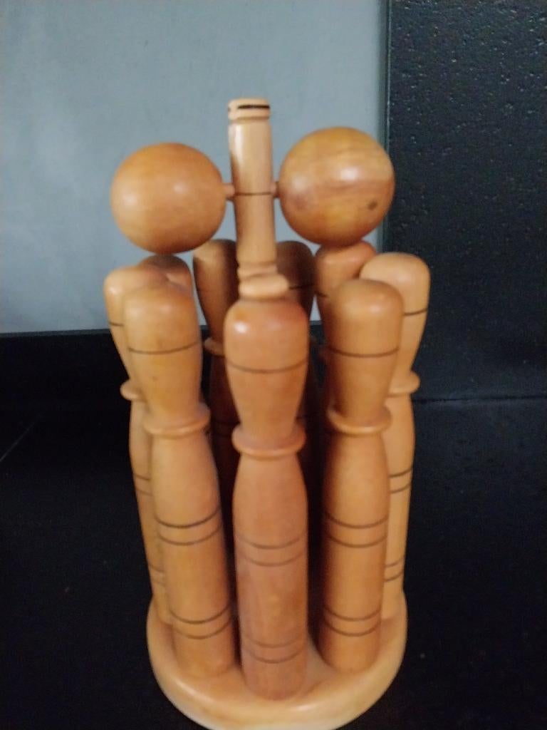 nostalgische houten kegels met 2 ballen, Antiek en Kunst, Curiosa en Brocante, Ophalen of Verzenden