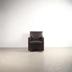 2x Leolux Dolcinea Fauteuil Bruin Leer – Aluminium, Niet ingevuld, Gebruikt, Minder dan 75 cm, Niet ingevuld