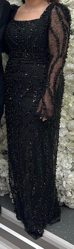 Zwarte gelegenheidsjurk met lange mouw, Ophalen, Overige typen, Zwart, Maat 42/44 (L)