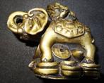 Geluksbeeldje olifant + kikker + munt beeldje goud-kleur, Ophalen of Verzenden, Nieuw, Dier