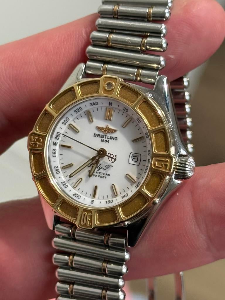 Breitling Lady J 30mm Damesklok, 18k bezel, Sieraden, Tassen en Uiterlijk, Horloges | Dames, Overige merken, Staal, Ophalen of Verzenden