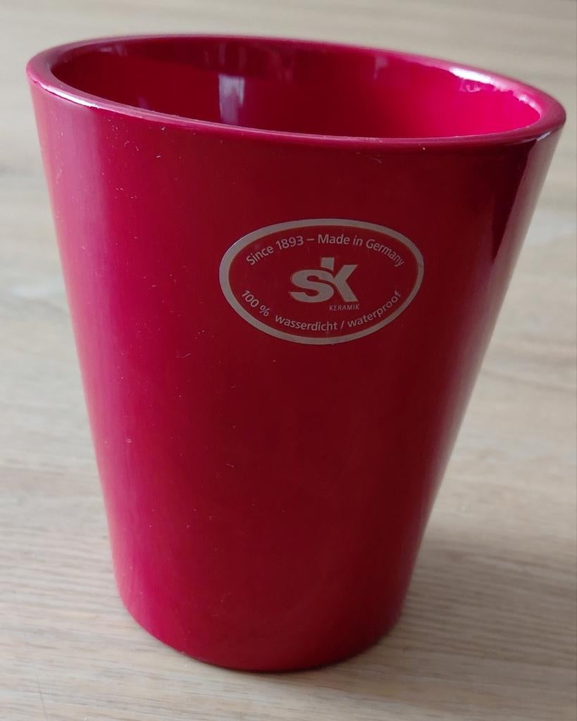 Rode SK Keramik bloempot, 100% waterdicht, Made in Germany, Rond, Ophalen of Verzenden, Zo goed als nieuw, Balkon