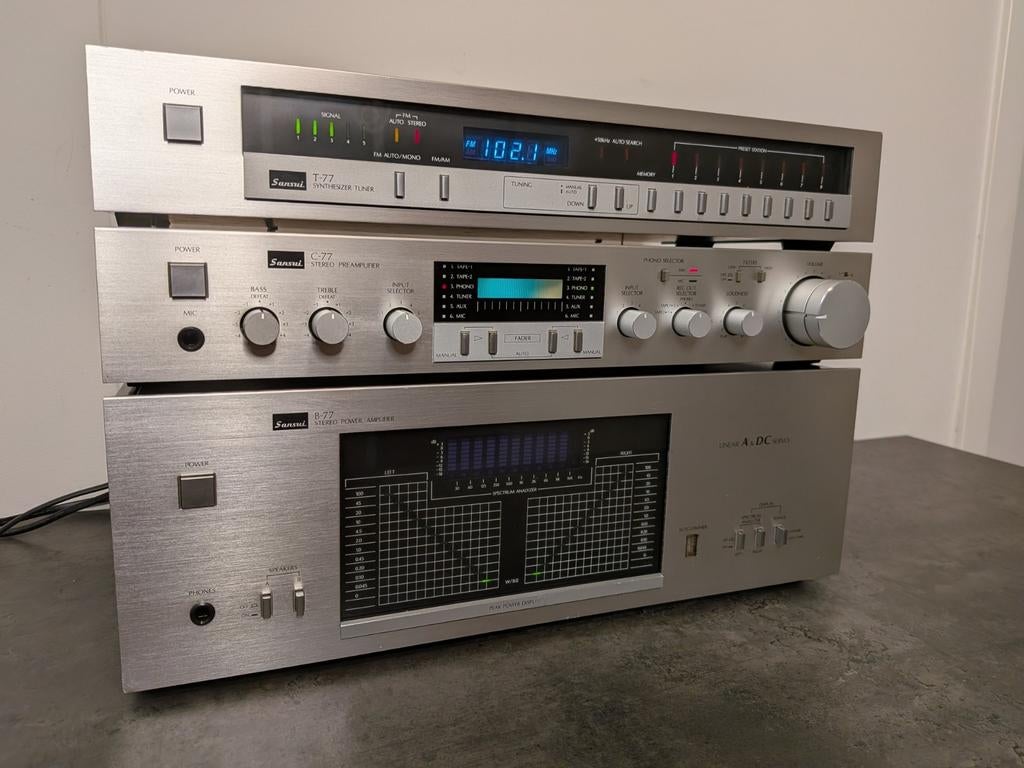 Sansui C-77 B-77 T-77 Versterker Set Compleet. Nette staat., Ophalen of Verzenden, Gebruikt, Overige merken, Losse componenten