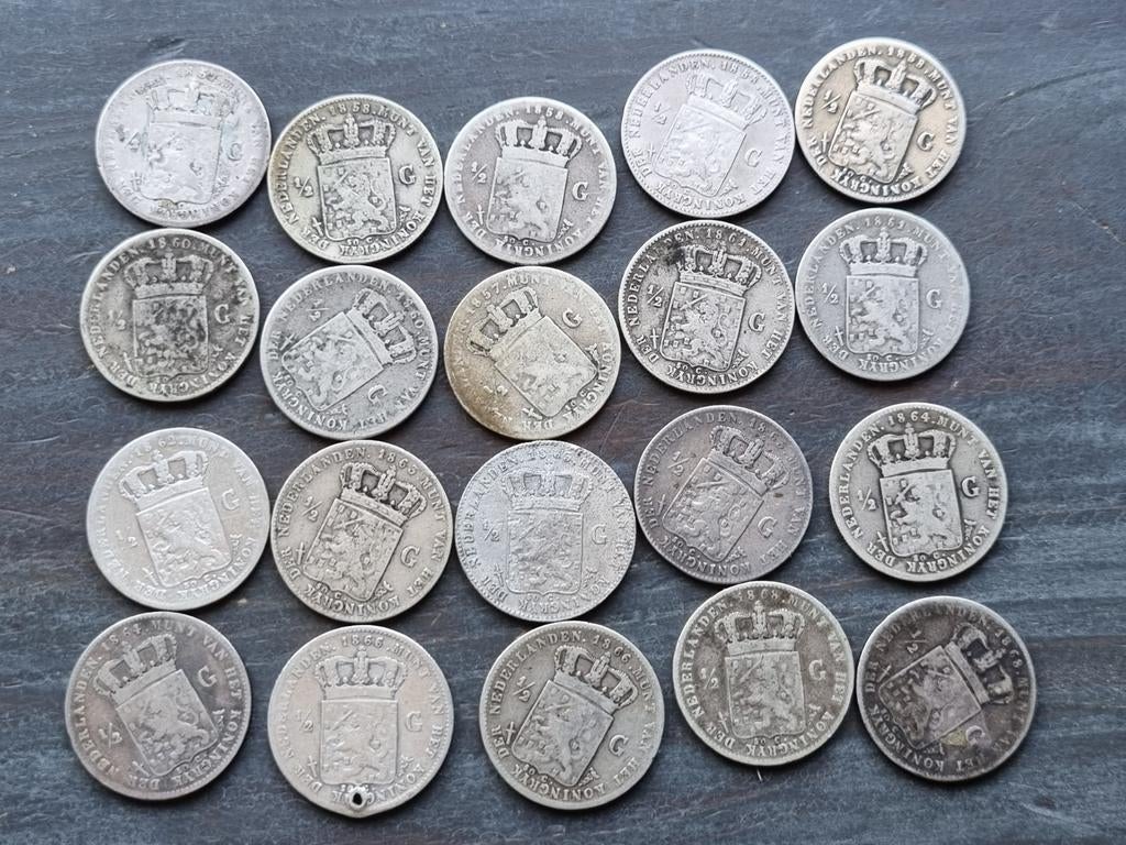 20 halve guldens Willem 3, Ophalen of Verzenden, Koning Willem III, ½ gulden, Zilver
