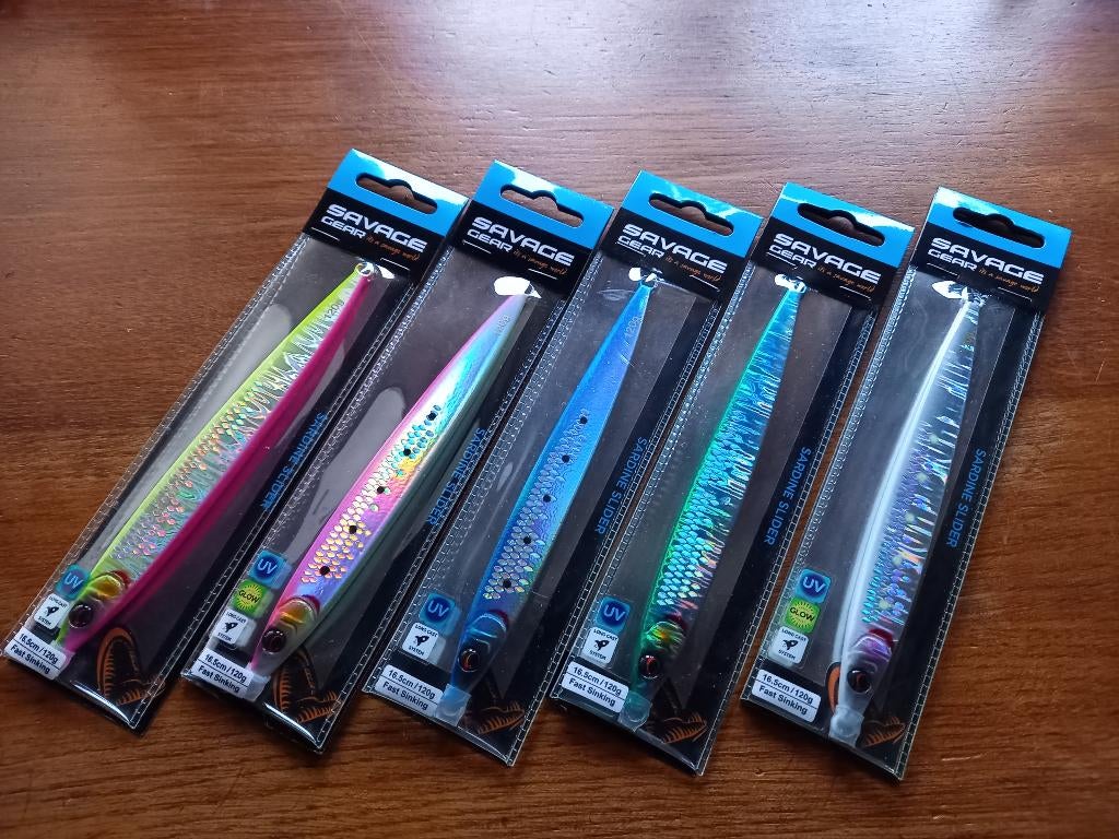 5 stuks Jigs van 120 gram (Sardine Slider) 5 kleuren...