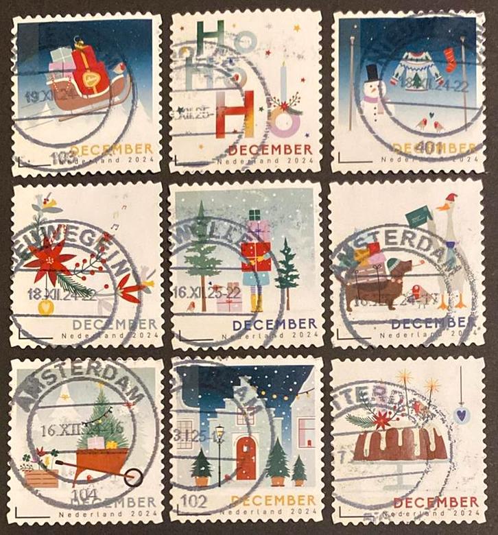 Decemberzegels 2024 gestempeld - mail uw keuze + bod, Postzegels en Munten, Postzegels | Nederland, Gestempeld, Na 1940, Ophalen of Verzenden