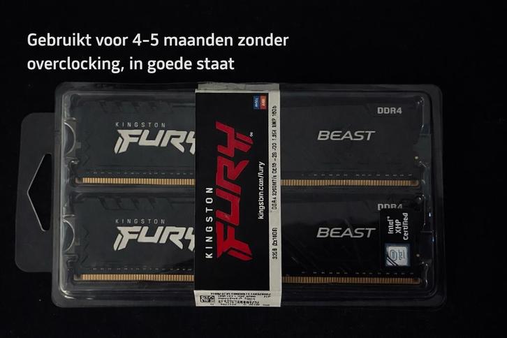 Kingston FURY BEAST 32GB DDR4 3200MHz RAM Geheugen, Computers en Software, RAM geheugen, Zo goed als nieuw, Desktop, 32 GB, DDR4