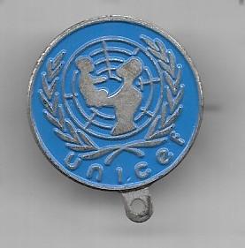 UNICEF BROCHE SPELD BLAUWE UITVOERING, Ophalen of Verzenden, Gebruikt, Merk, Speldje of Pin