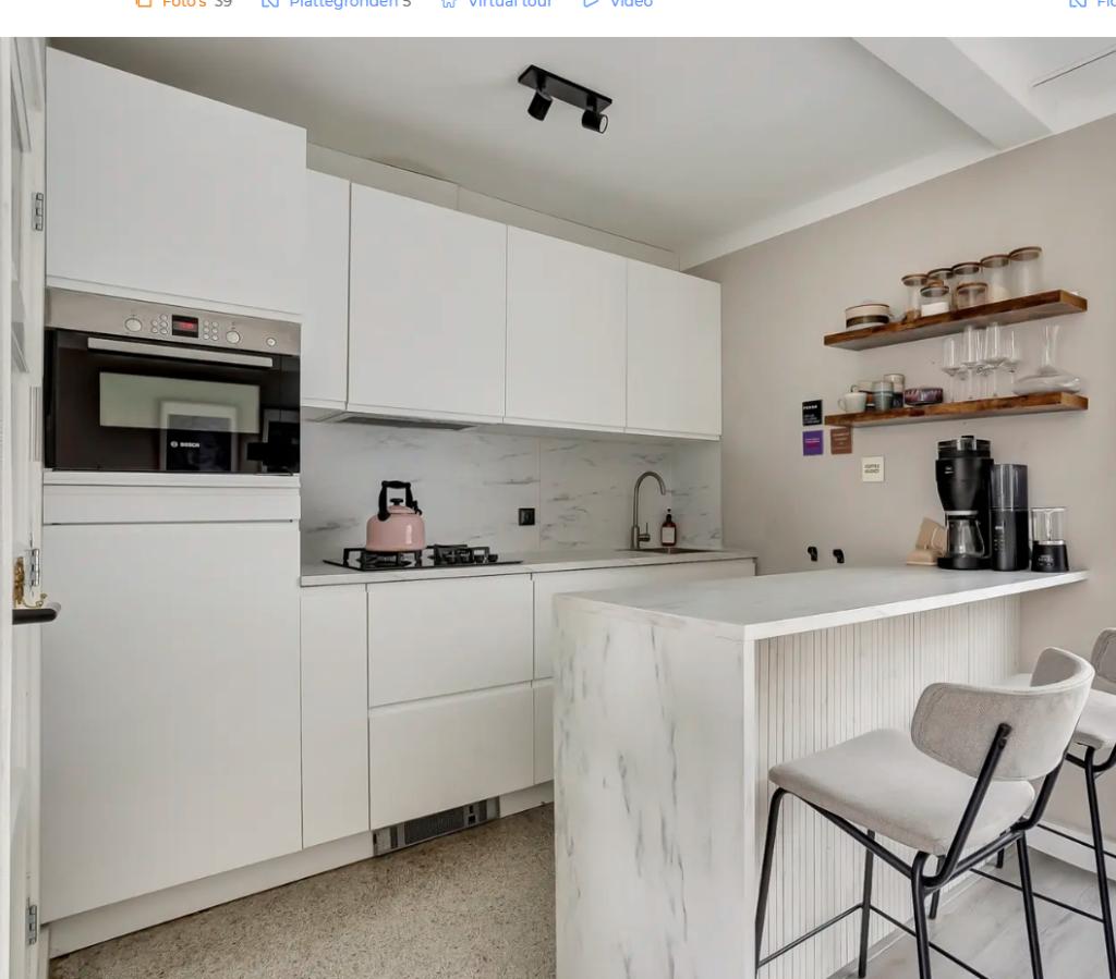 Moderne witte keuken, Ophalen, Gebruikt, Wit, Enkelwandige keuken