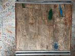 Unieke salontafel met gerecycled houten blad en metalen fram, Huis en Inrichting, Tafels | Salontafels, Ophalen, 50 tot 100 cm