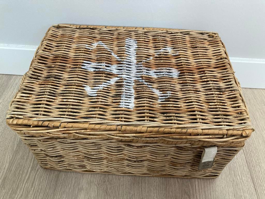Prachtige Rotan mand van Rivièra Maison met deksel, Huis en Inrichting, Woonaccessoires | Kisten, Ophalen of Verzenden, Zo goed als nieuw