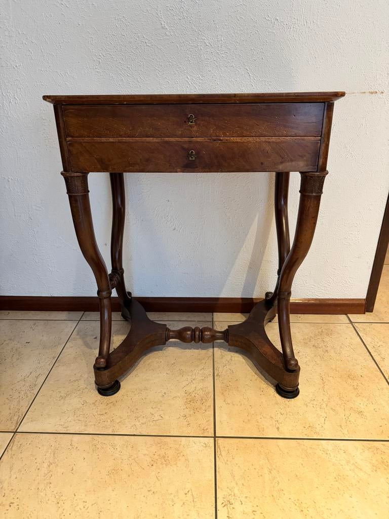 Antieke Biedermeier Naaitafel/Bijzettafel, Ophalen
