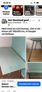 IKEA Galant bureau met matglazen blad, 160x80 cm, In hoogte verstelbaar, Ophalen of Verzenden, Zo goed als nieuw, IKEA