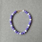 Kralen ketting paars / lichtpaars / wit, Sieraden, Tassen en Uiterlijk, Kettingen, Overige materialen, Verstelbaar, Paars, Nieuw