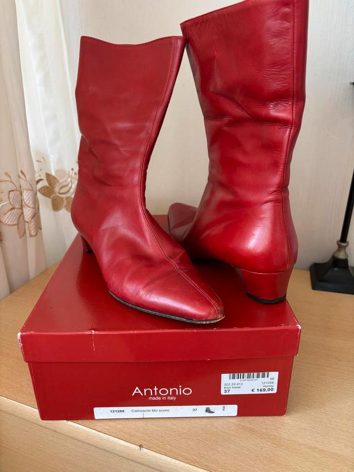 Rode leren laarzen van Antonio, maat 37, Kleding | Dames, Schoenen, Gedragen, Lage of Enkellaarzen, Rood, Ophalen