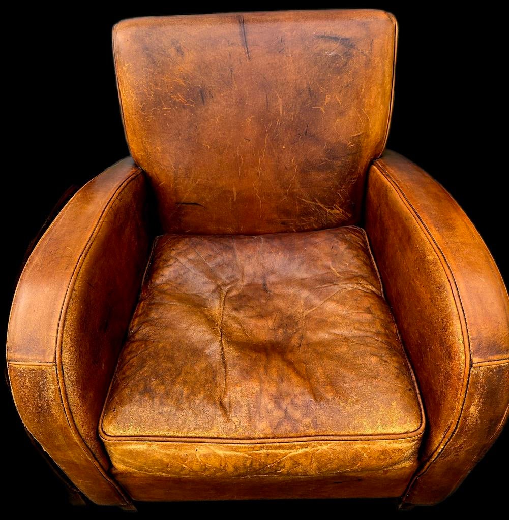 2x schapenleren Chesterfield wagenwiel fauteuil + BEZORGING, Schapenleren, Gebruikt, ., Ophalen of Verzenden