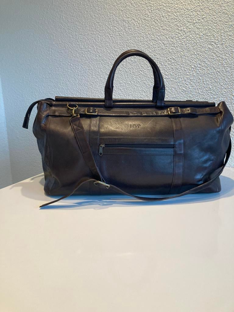 Weekendtas leer maat L65 x B40 x H35, 30 cm of meer, Bruin, Ophalen of Verzenden, Zo goed als nieuw