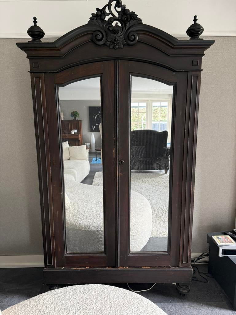 Mooie donkere brocante kuifkast, Ophalen, Gebruikt, 100 tot 150 cm, 200 cm of meer