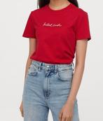 H&M rode katoenen kort top t-shirt met borduursel rood S, H&M, Nieuw, Ophalen of Verzenden, Korte mouw