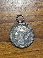 Zilveren herdenkingsmunt inhuldiging Wilhelmina 1898, Postzegels en Munten, Penningen en Medailles, Verzenden, Zilver, Nederland