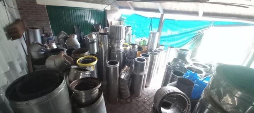 Partij kachelpijpen MOET WEG! (Poujoulat, Helex Metaloterm), Huis en Inrichting, Ophalen of Verzenden, Gebruikt, Overige soorten