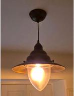 Visserslamp brons doorsnee kap 36 cm, Huis en Inrichting, Lampen | Hanglampen, Ophalen of Verzenden, Gebruikt, Glas, Minder dan 50 cm