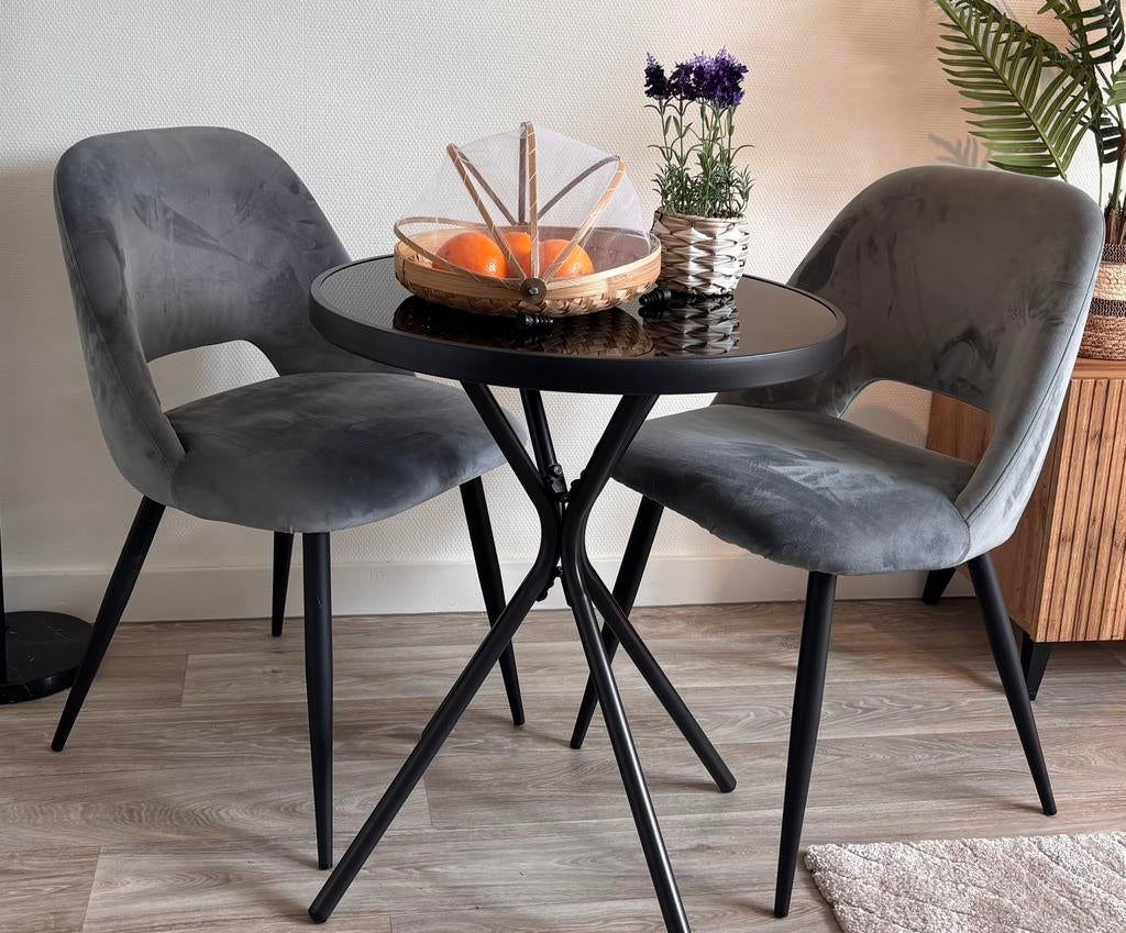 Stoeltjes 3 stuks, grijs zgan, Ophalen of Verzenden, Zo goed als nieuw, Grijs, Twee