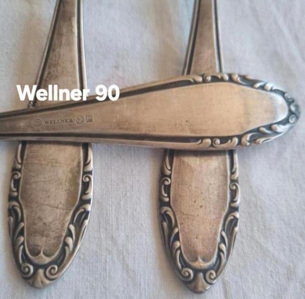 Bestek Wellner 90 verzilverde barokke lepels, Antiek en Kunst, Ophalen of Verzenden